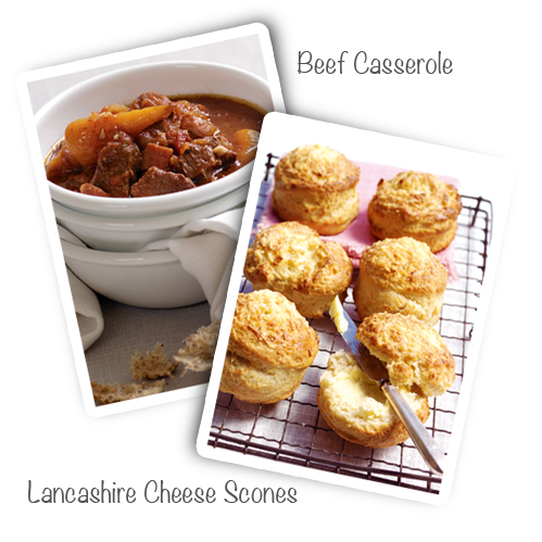 Beef-Casserole-Cheese-Scones-recipes Beef Casserole and Lancashire Scones recipes
