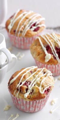 Raspberry and white chocolate muffins