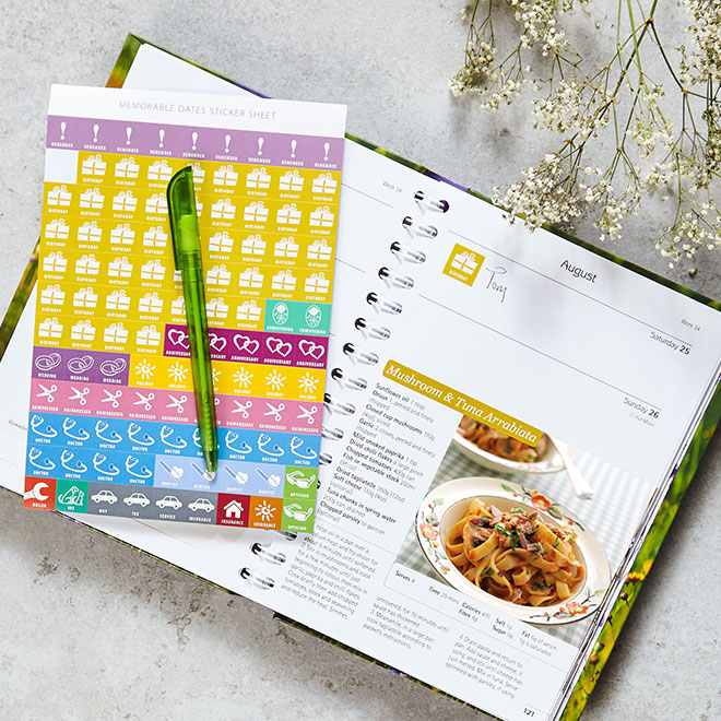 Dairy Diary 2018 with stickers